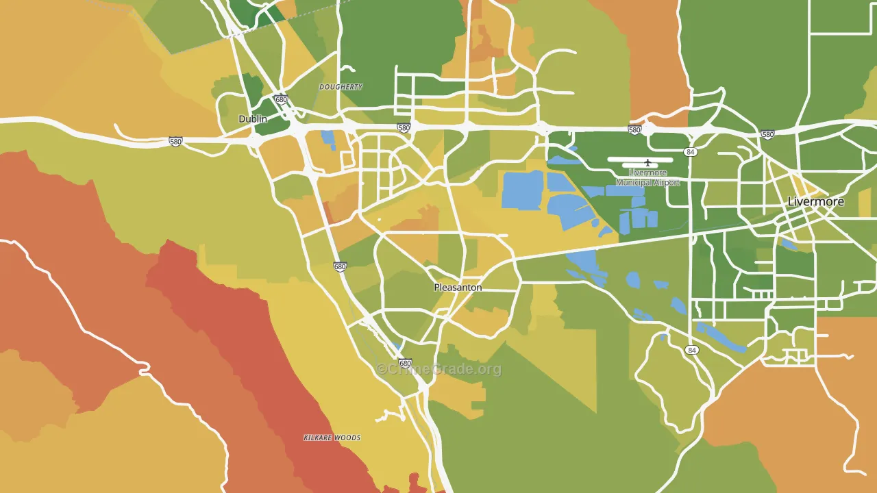 Pleasanton, CA Map of Murder Rates