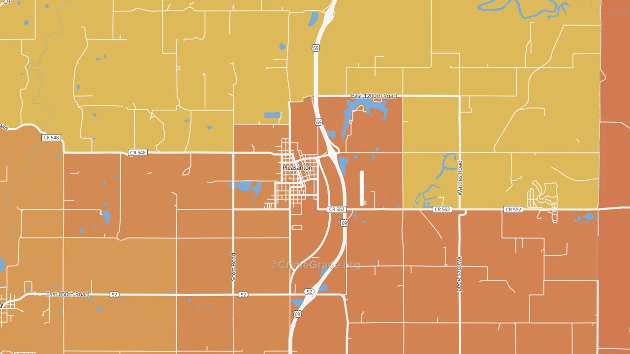 Pleasanton, KS Map of Murder Rates