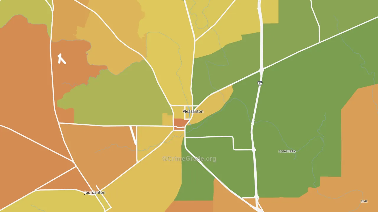 Pleasanton, TX Map of Murder Rates