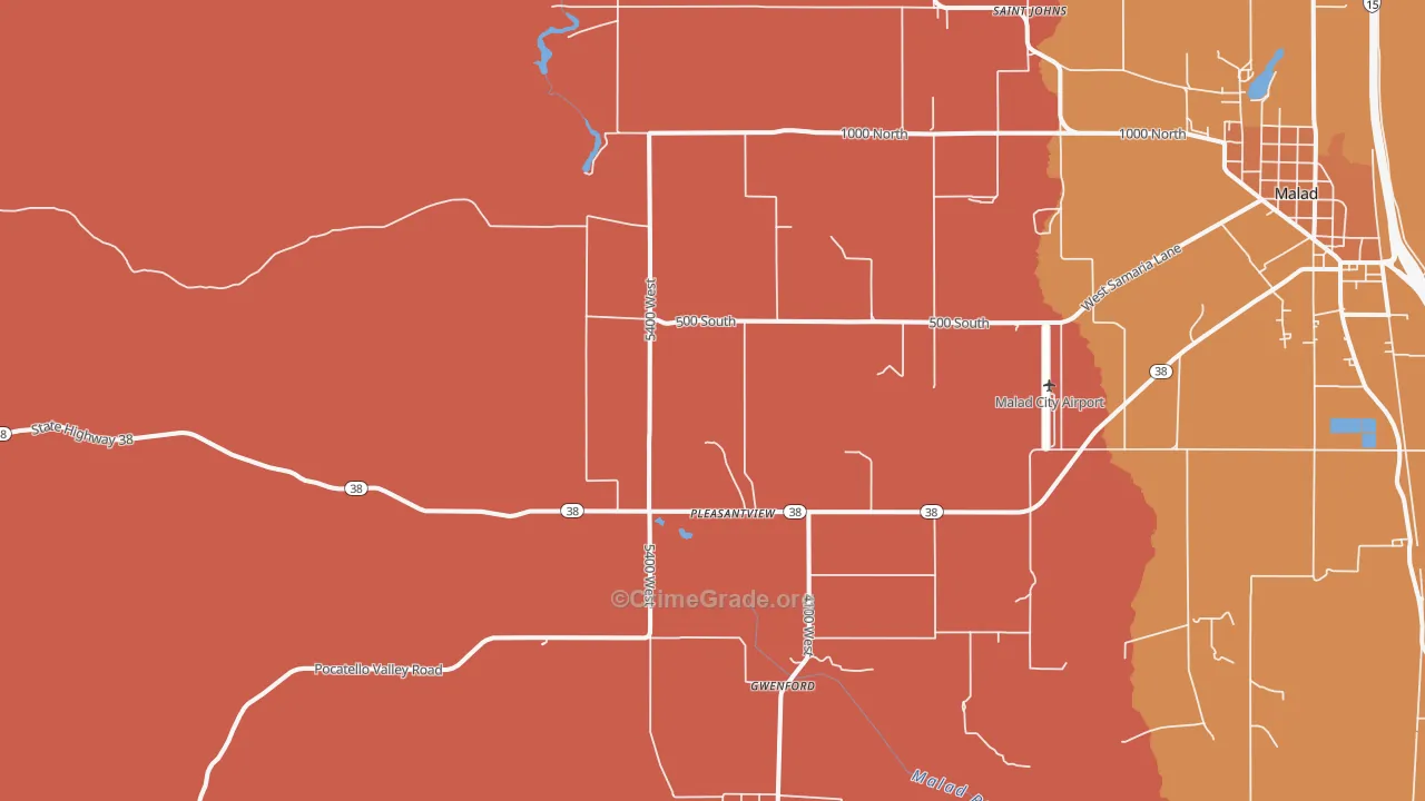 Pleasantview, ID Map of Murder Rates