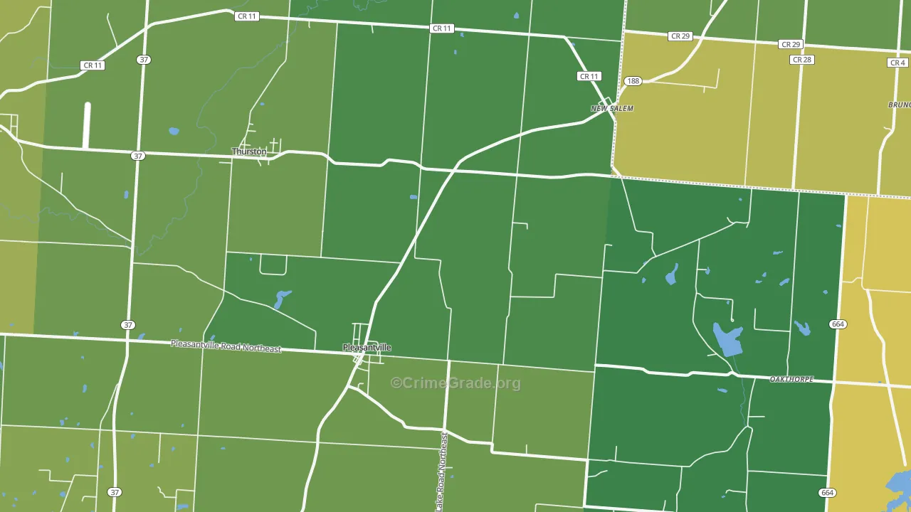 Pleasantville, OH Map of Murder Rates