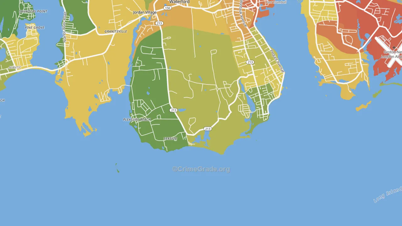 Pleasure Beach, CT Map of Murder Rates
