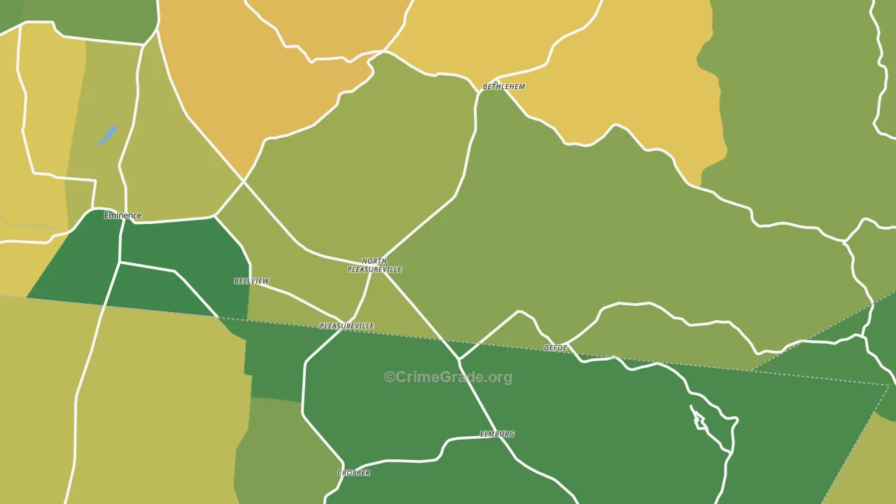Pleasureville, KY Map of Murder Rates