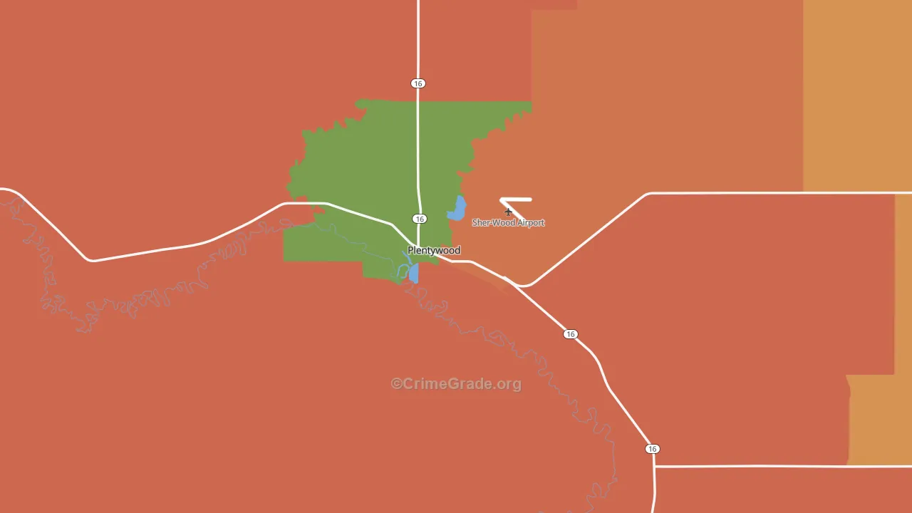 Plentywood, MT Map of Murder Rates