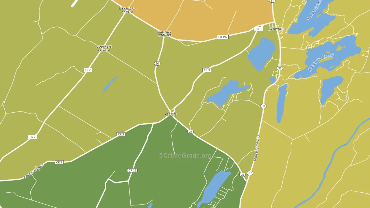 Plessis, NY Map of Murder Rates
