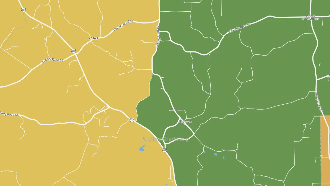 Pletcher, AL Map of Murder Rates