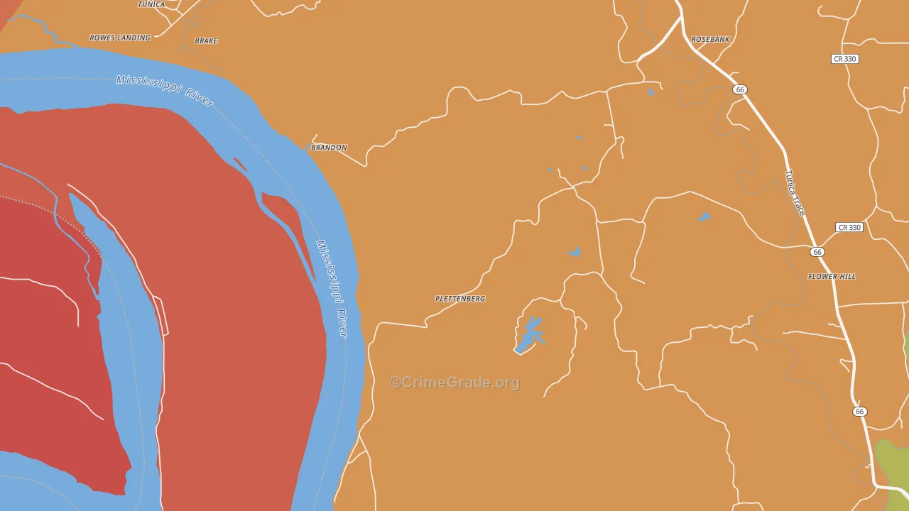 Plettenberg, LA Map of Murder Rates