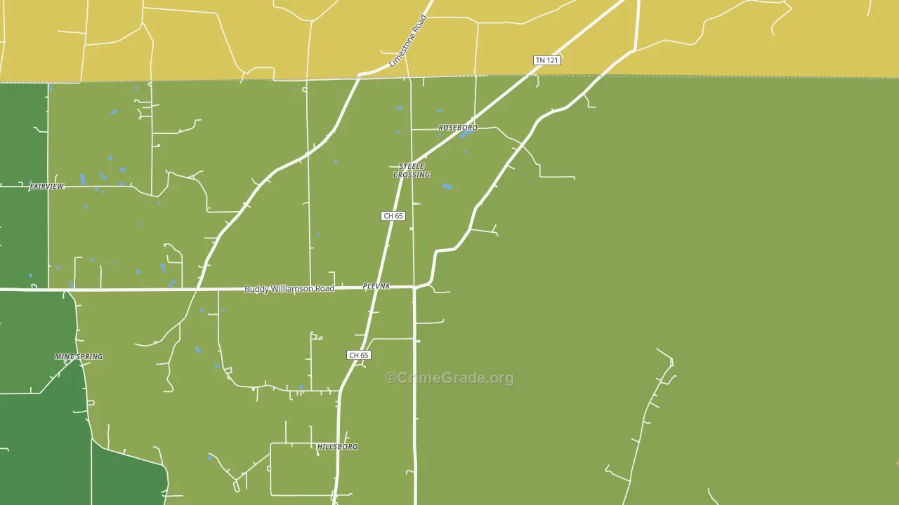 Plevna, AL Map of Murder Rates