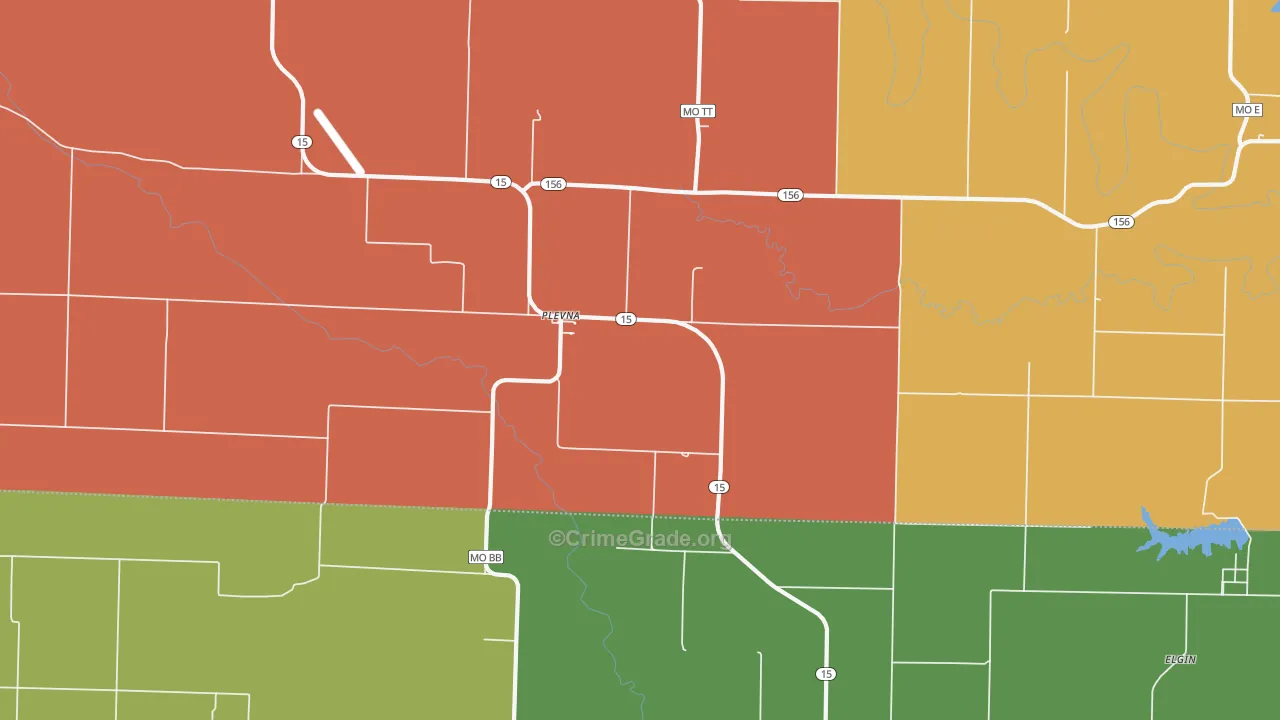 Plevna, MO Map of Murder Rates