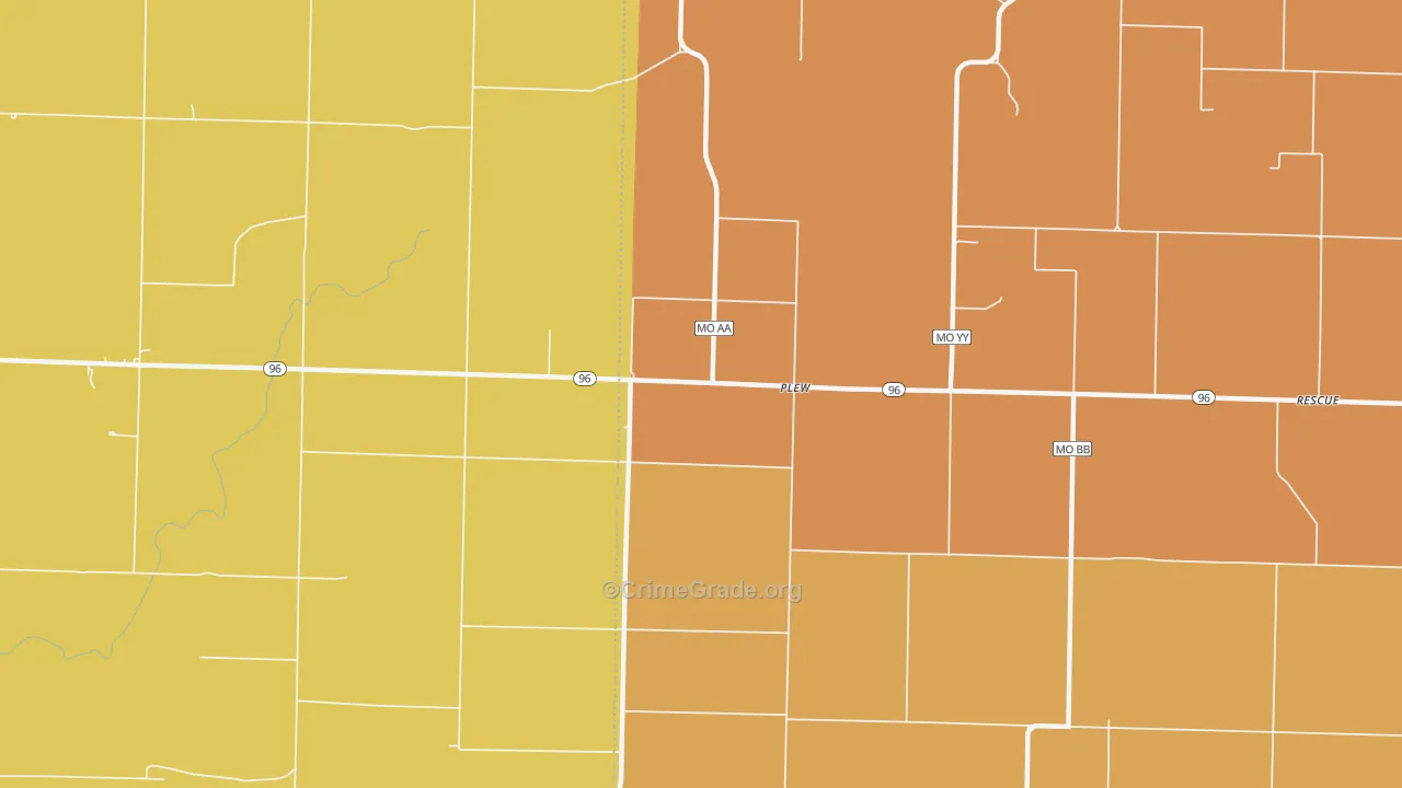 Plew, MO Map of Murder Rates