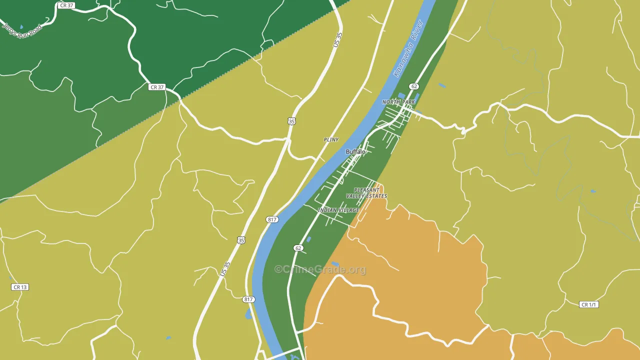 Pliny, WV Map of Murder Rates
