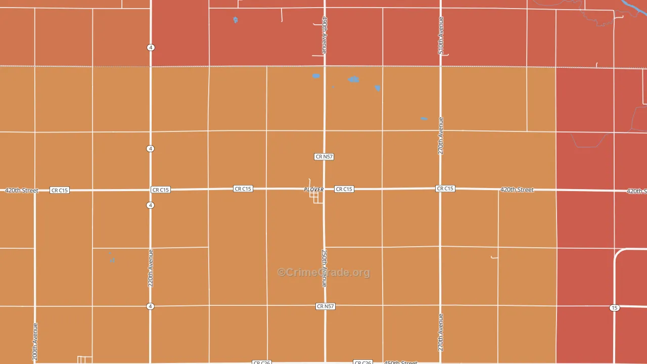 Plover, IA Map of Murder Rates