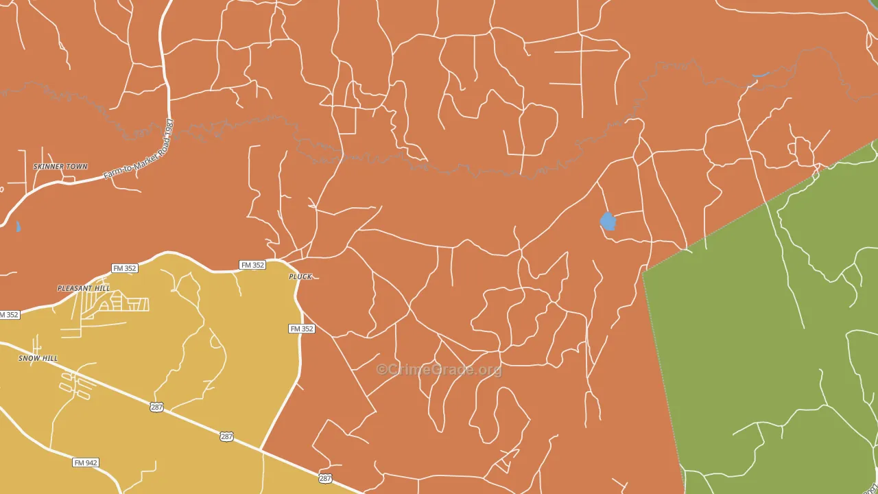 Pluck, TX Map of Murder Rates