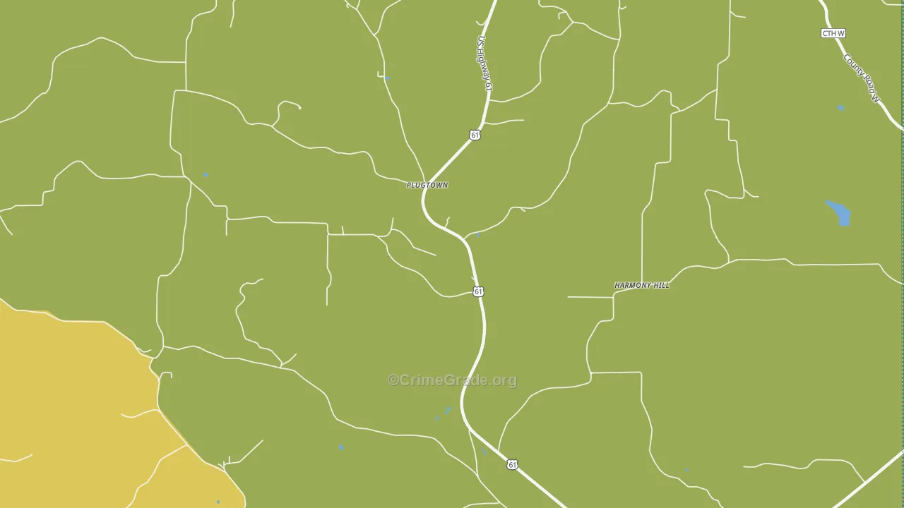 Plugtown, WI Map of Murder Rates