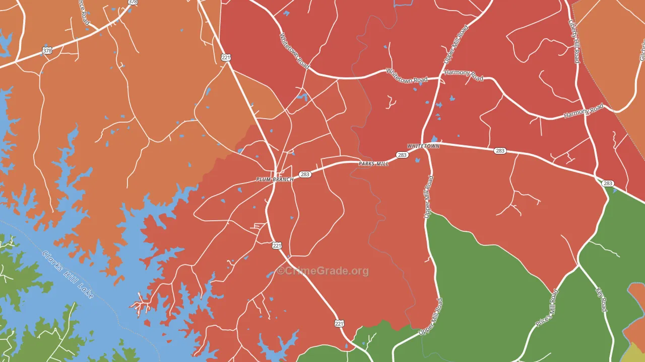 Plum Branch, SC Map of Murder Rates