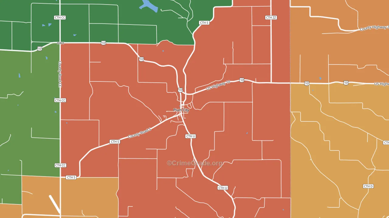 Plum City, WI Map of Murder Rates