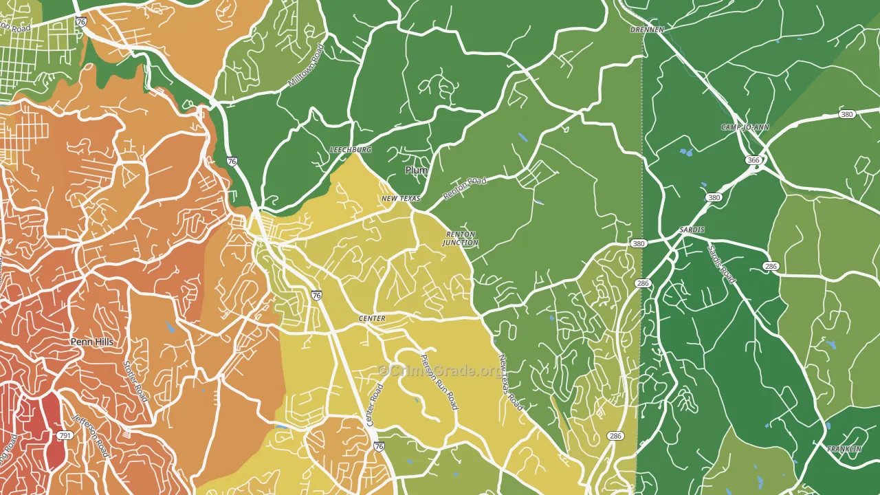 Plum, PA Map of Murder Rates