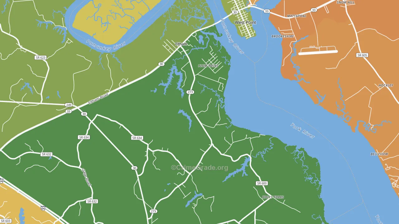 Plum Point, VA Map of Murder Rates