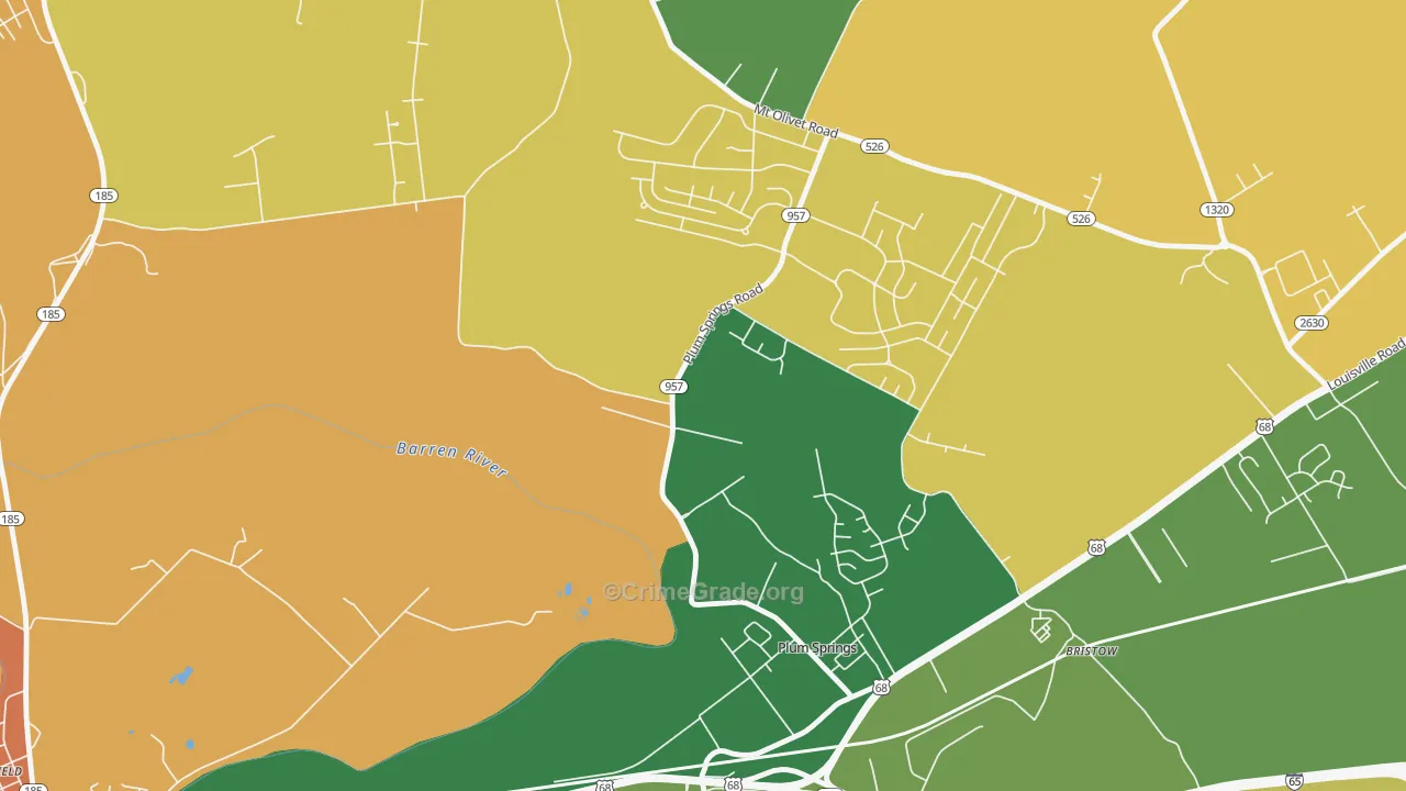 Plum Springs, KY Map of Murder Rates