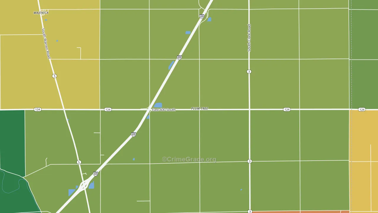Plum Tree, IN Map of Murder Rates