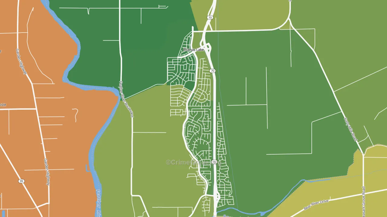 Plumas Lake, CA Map of Murder Rates