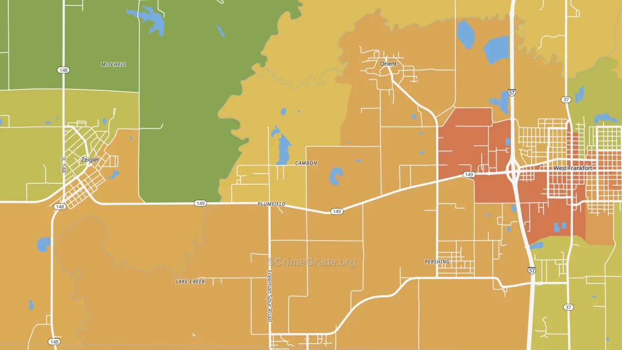 Plumfield, IL Map of Murder Rates