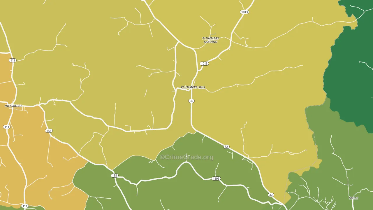 Plummers Mill, KY Map of Murder Rates
