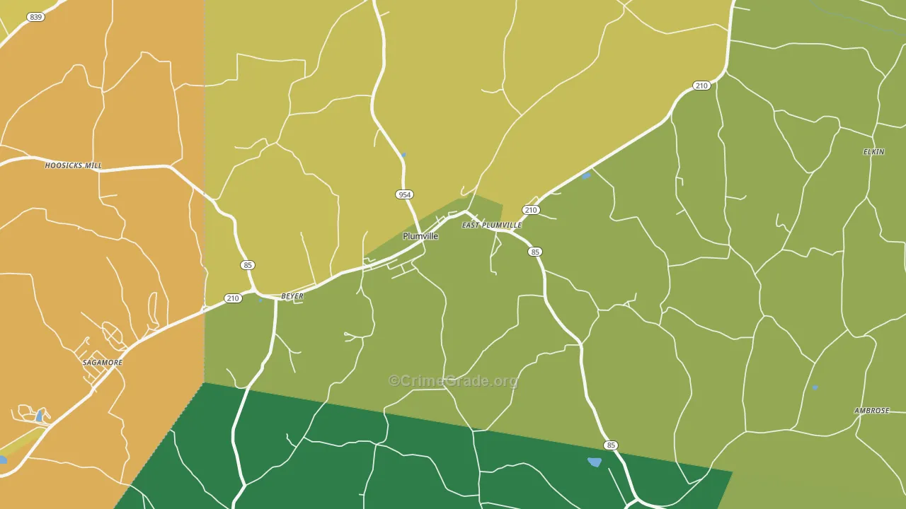 Plumville, PA Map of Murder Rates