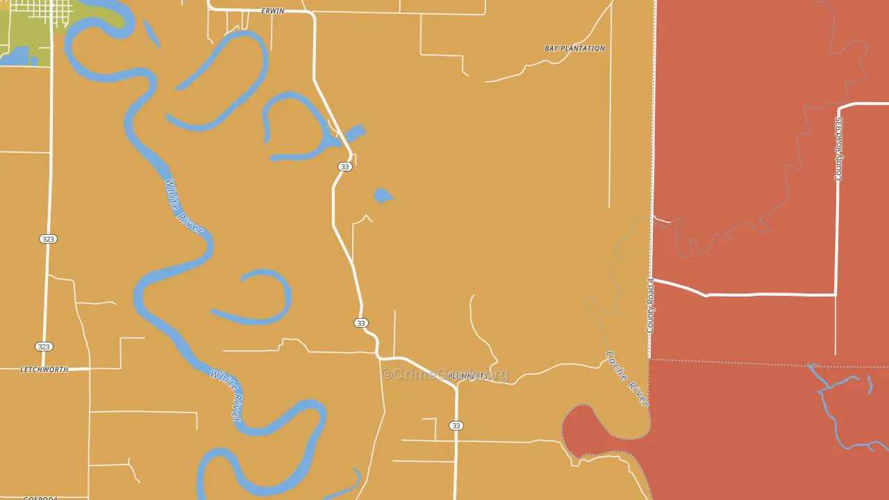 Plunketts, AR Map of Murder Rates