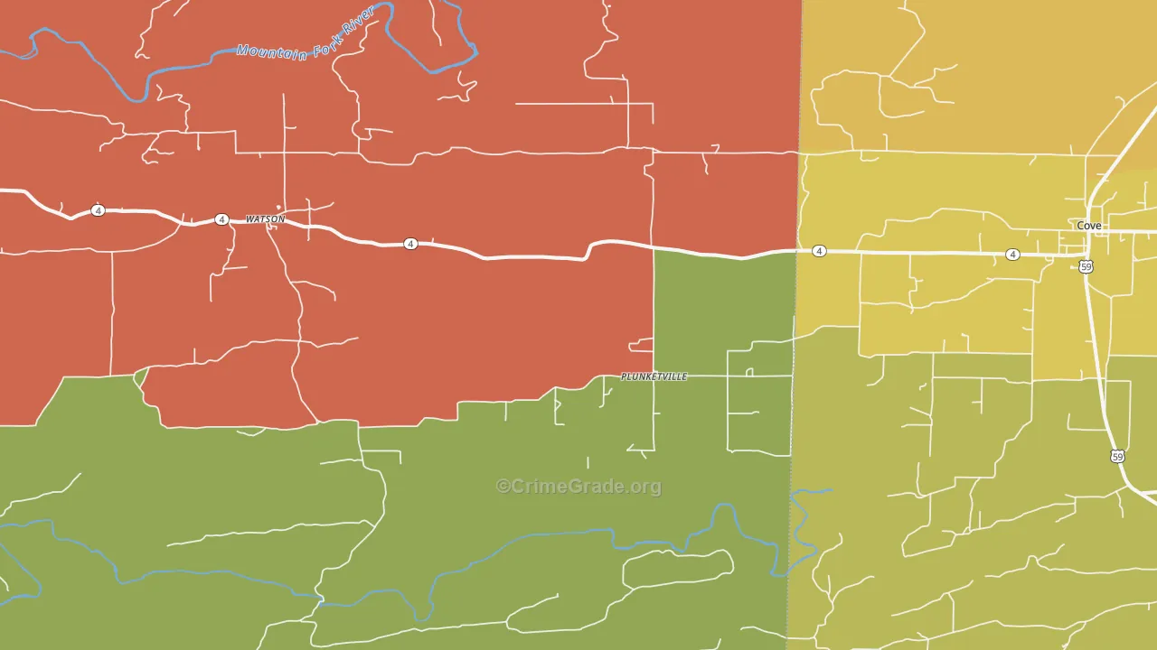 Plunketville, OK Map of Murder Rates