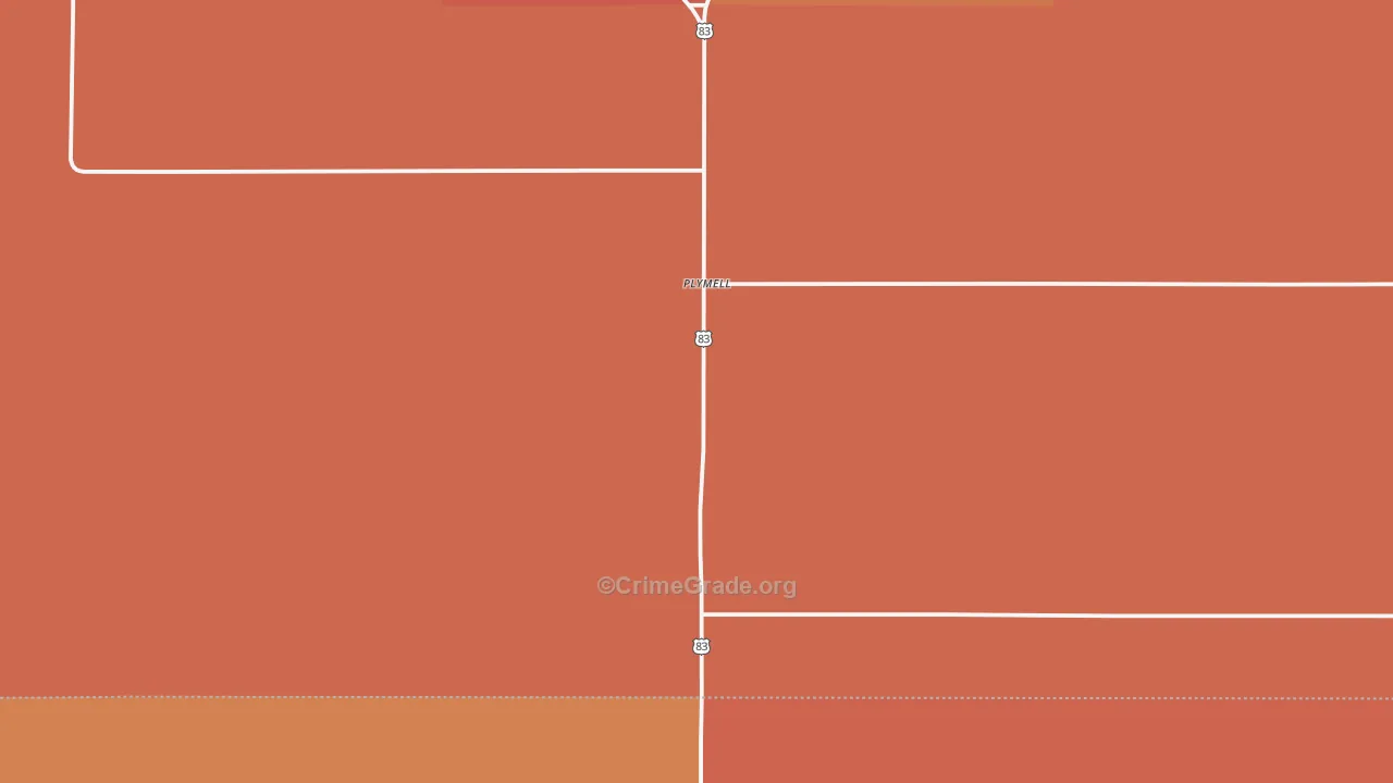 Plymell, KS Map of Murder Rates
