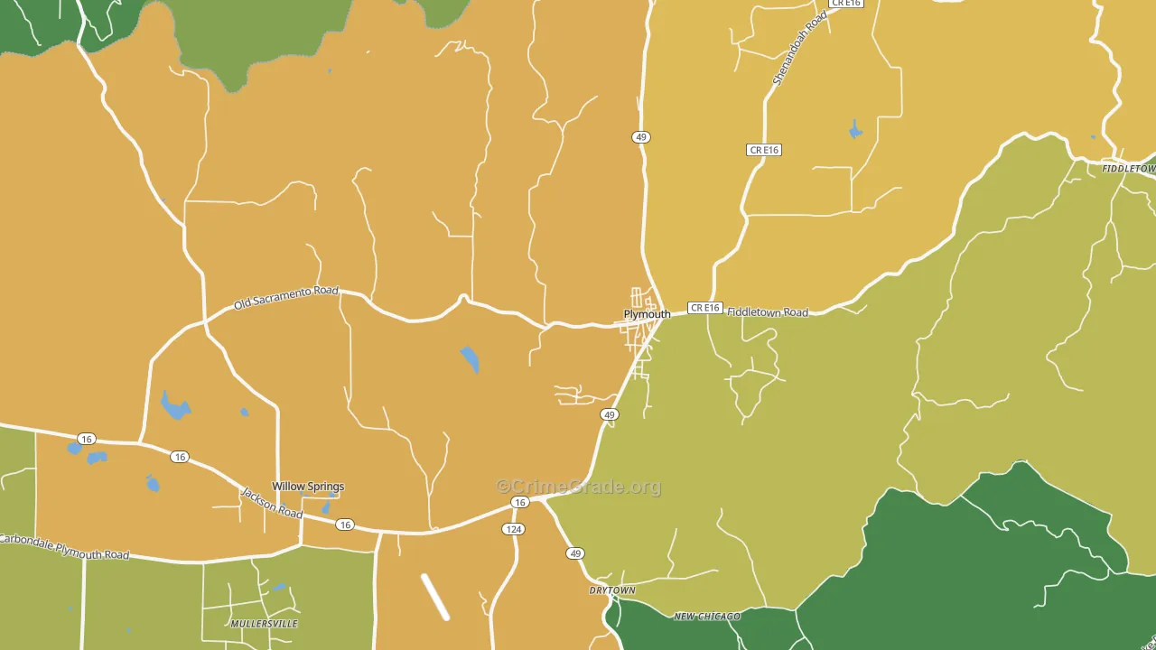 Plymouth, CA Map of Murder Rates