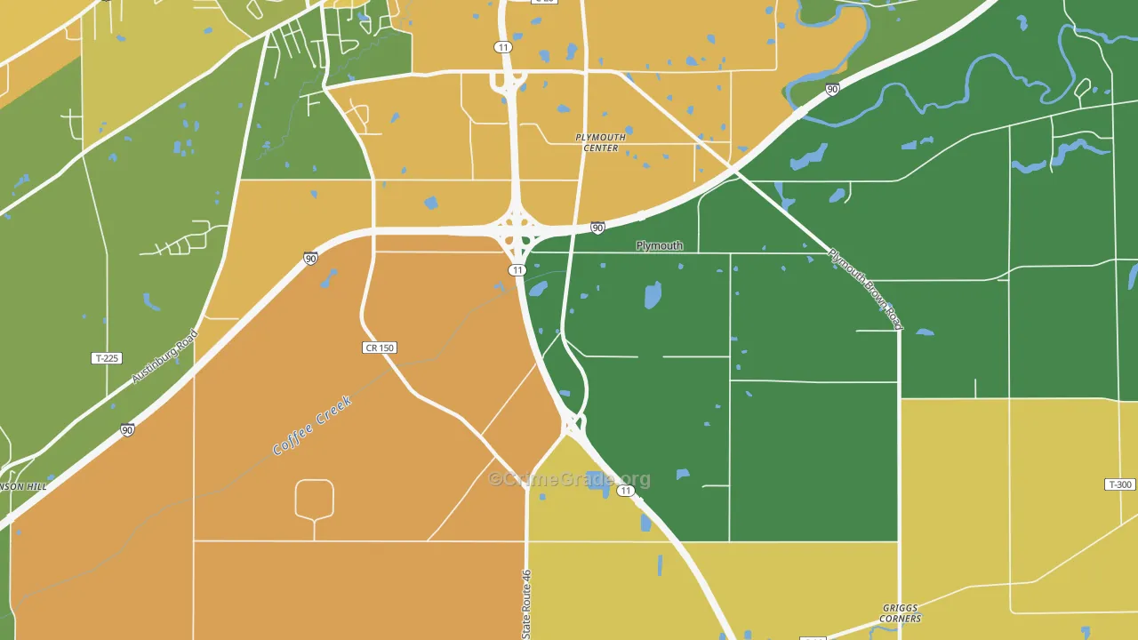Plymouth Center, OH Map of Murder Rates