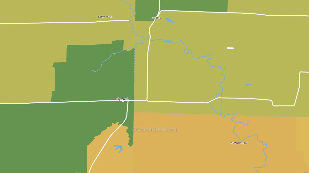Plymouth, IL Map of Murder Rates