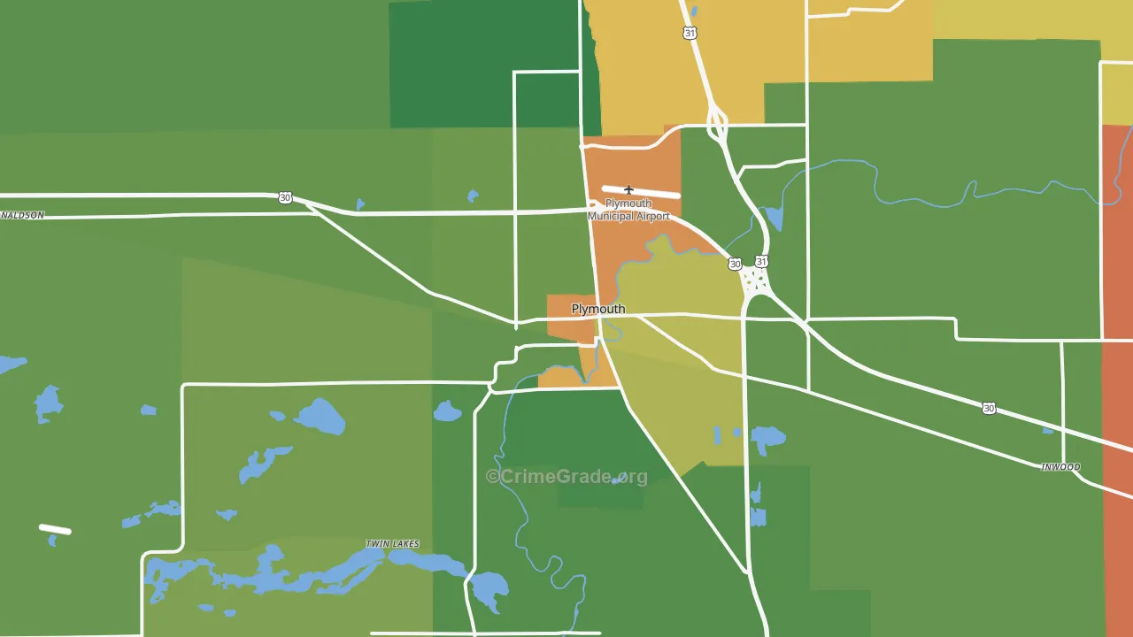 Plymouth, IN Map of Murder Rates