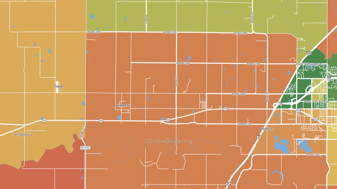 Plymouth, KS Map of Murder Rates