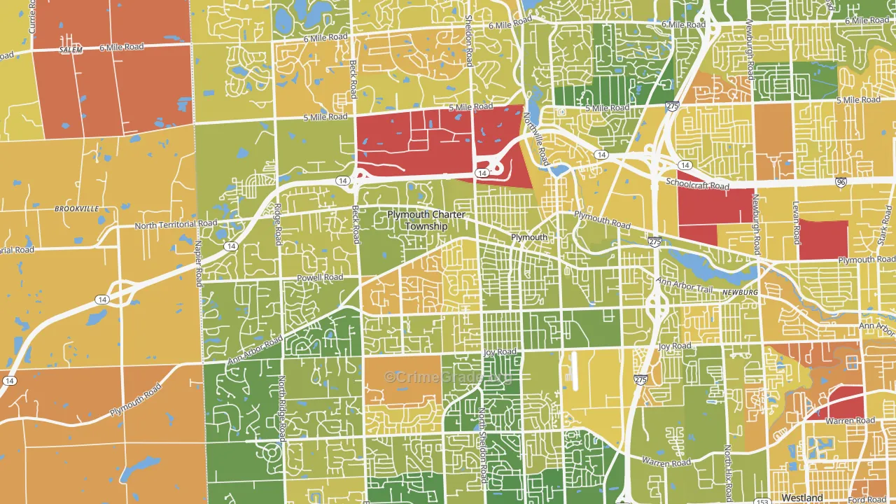 Plymouth, MI Map of Murder Rates