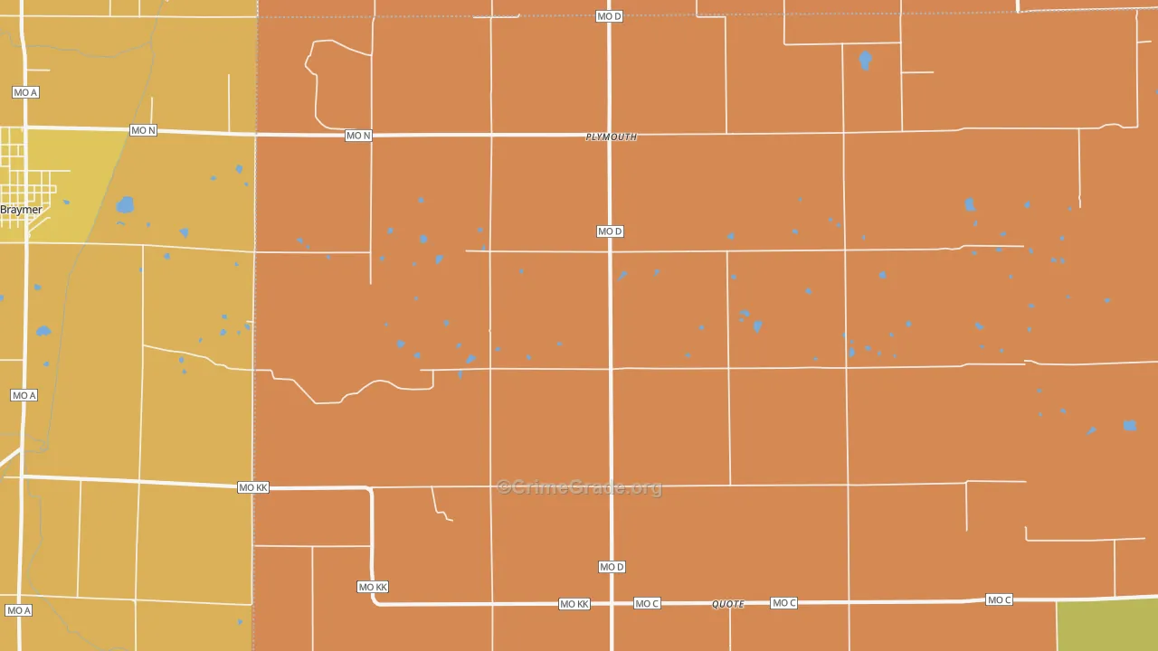 Plymouth, MO Map of Murder Rates