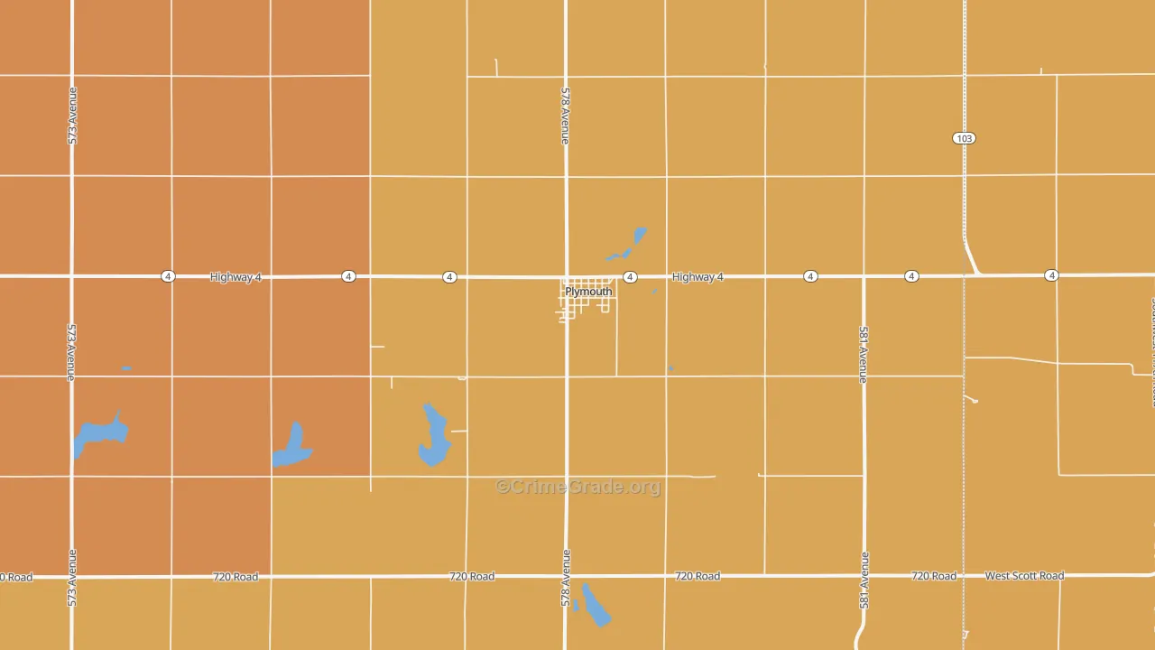Plymouth, NE Map of Murder Rates