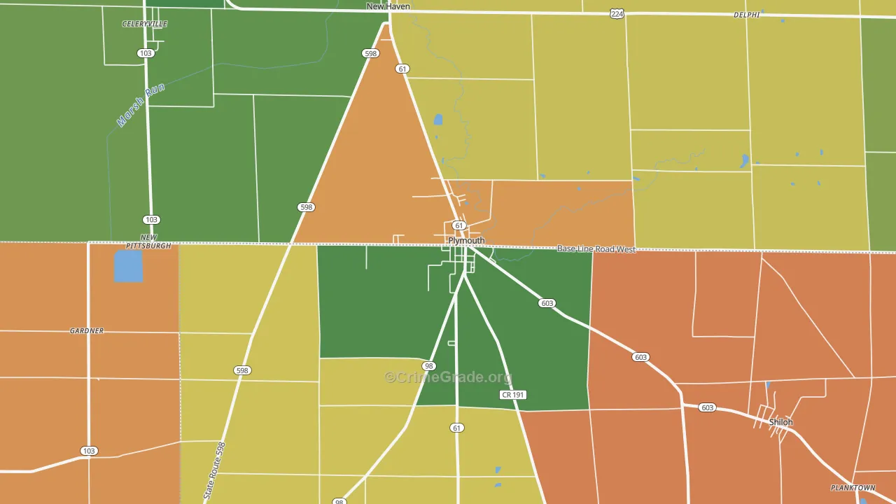 Plymouth, OH Map of Murder Rates