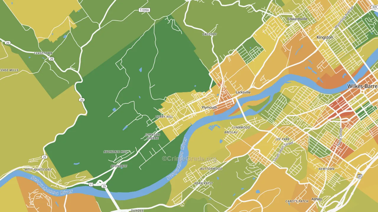 Plymouth, PA Map of Murder Rates