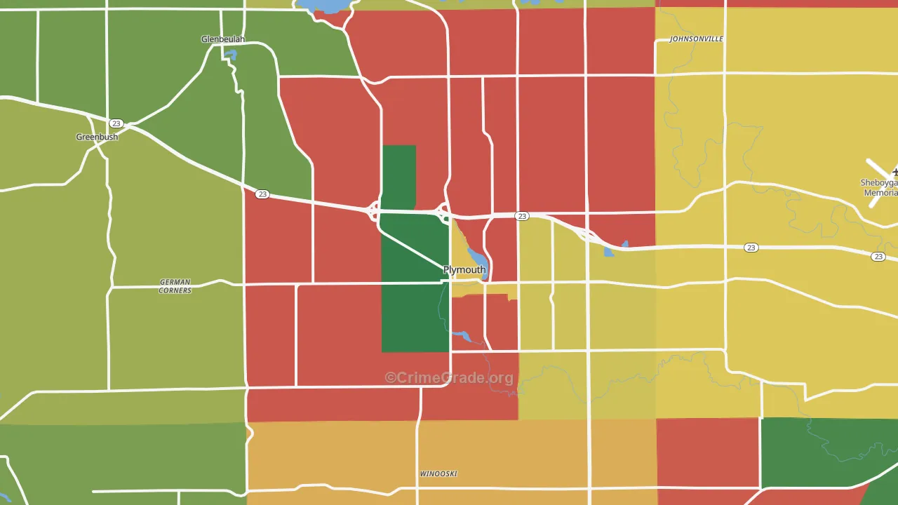 Plymouth, WI Map of Murder Rates