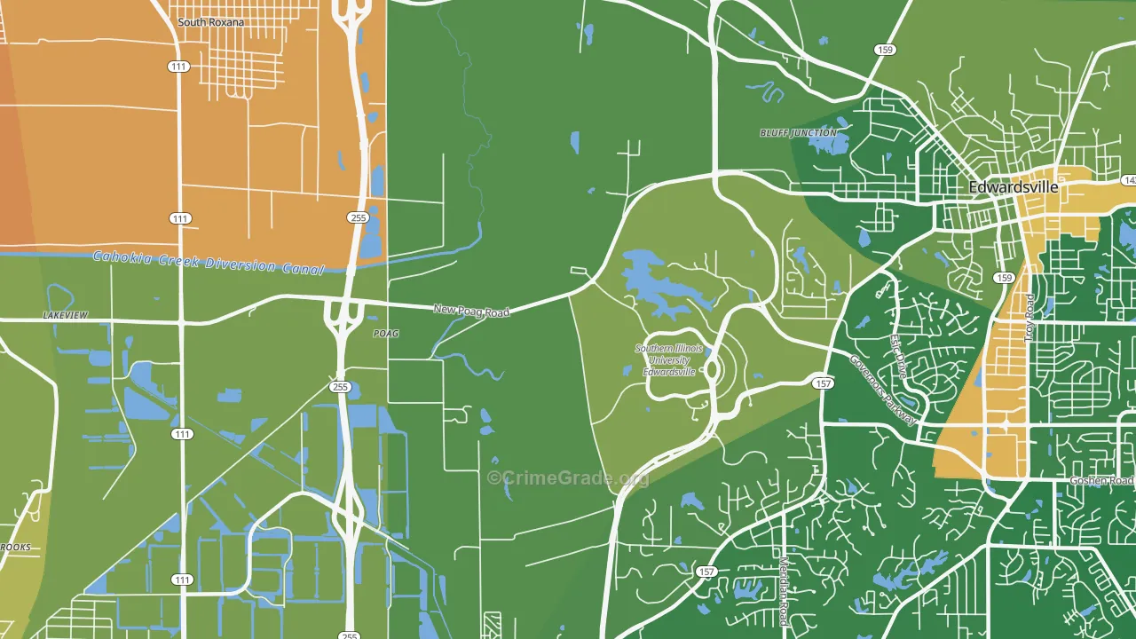 Poag, IL Map of Murder Rates