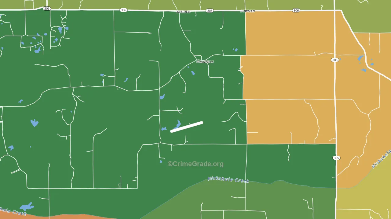Poagville, MS Map of Murder Rates