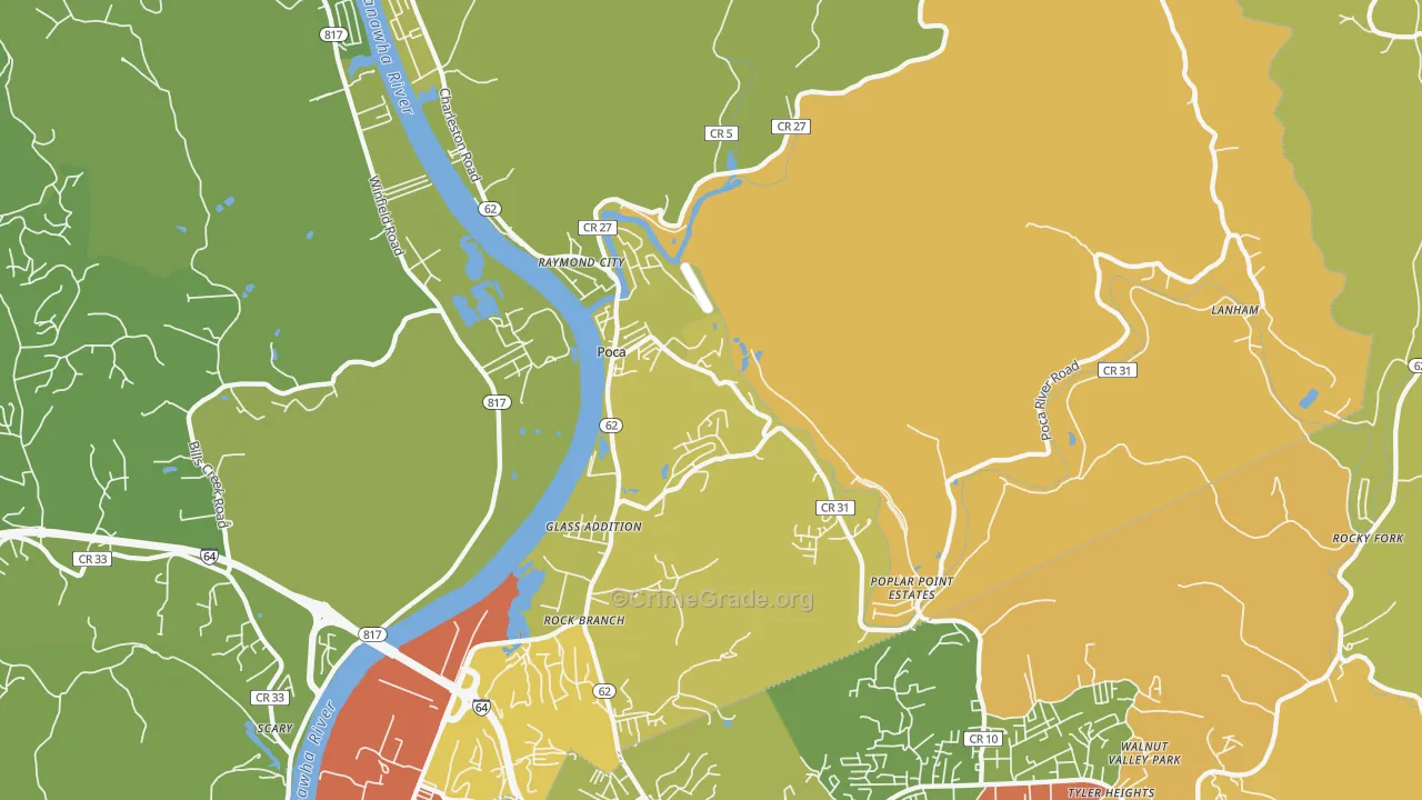 Poca, WV Map of Murder Rates