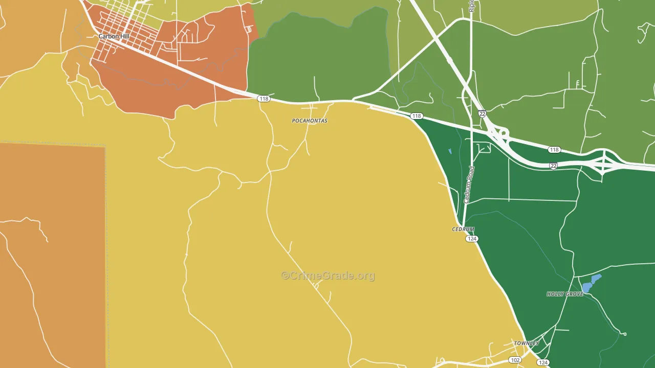 Pocahontas, AL Map of Murder Rates