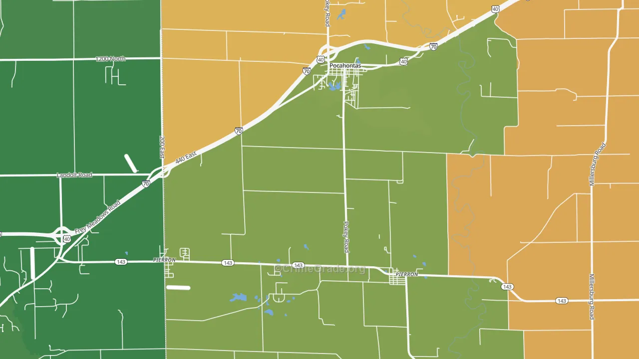 Pocahontas, IL Map of Murder Rates