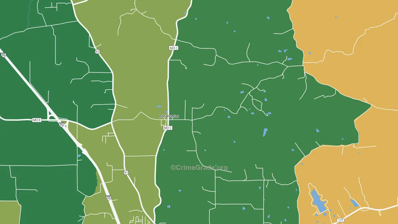 Pocahontas, MO Map of Murder Rates