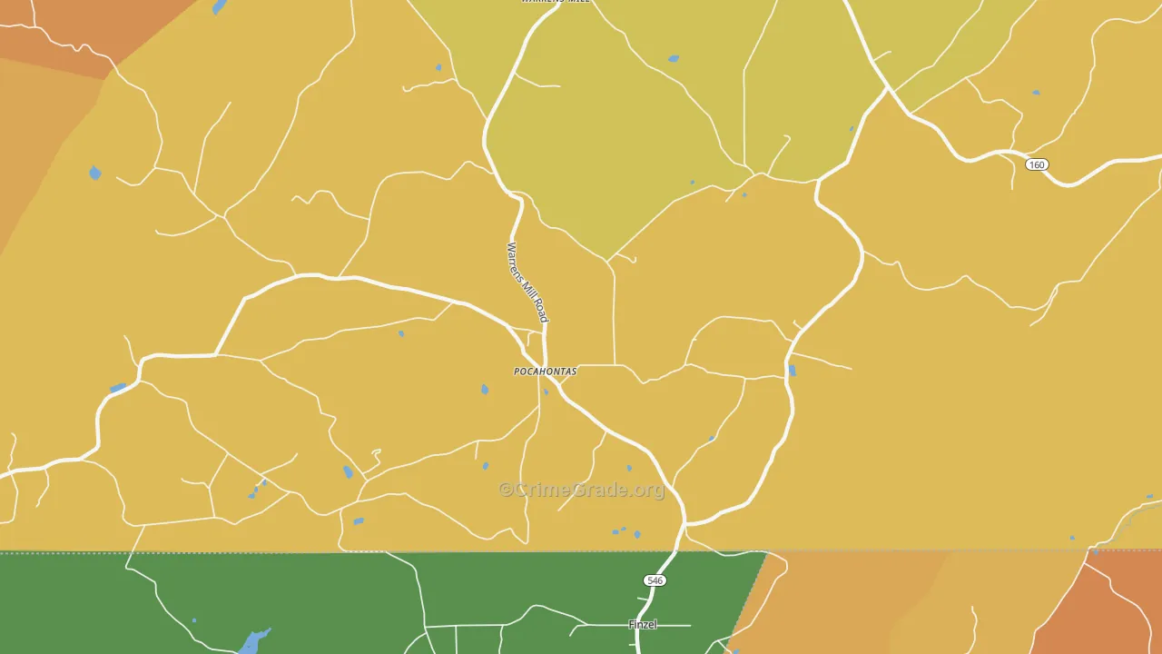 Pocahontas, PA Map of Murder Rates
