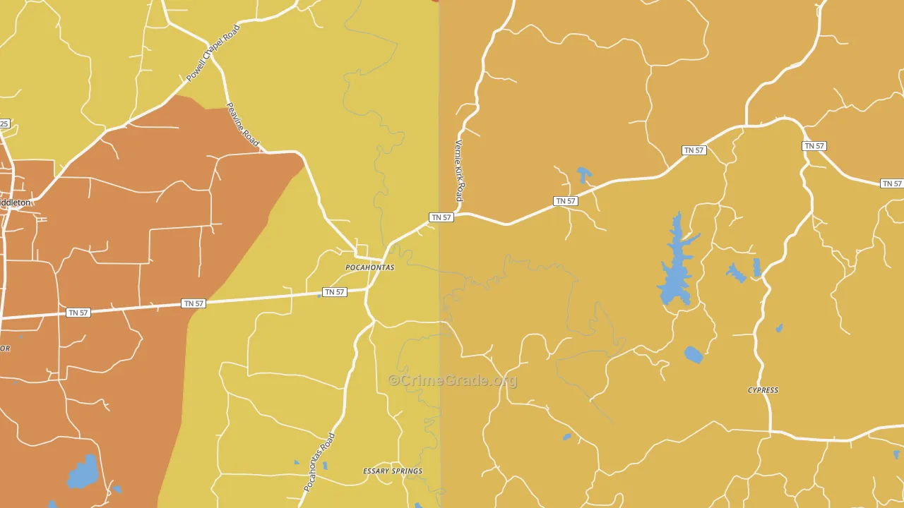 Pocahontas, TN Map of Murder Rates